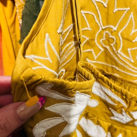 Free People Mustard Yellow Gold and White Detailed Romper - Picture 10 of 14